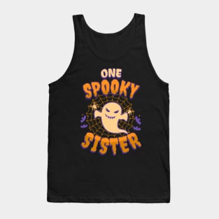 One Spooky Sister Funny Halloween Cute Cool Ghost Tank Top
